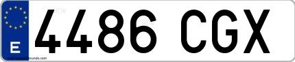 Ejemplo de matrícula española 4486 CGX