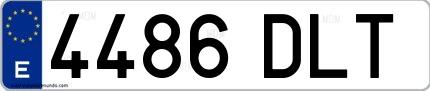 Ejemplo de matrícula española 4486 DLT