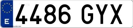 Ejemplo de matrícula española 4486 GYX