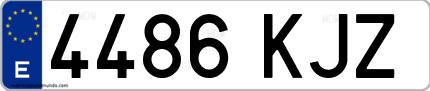Ejemplo de matrícula de coche ordinaria 4486 KJZ