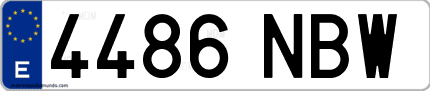 Ejemplo de matrícula de coche ordinaria 4486 NBW