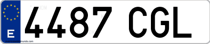 Ejemplo de matrícula de coche ordinaria 4487 CGL