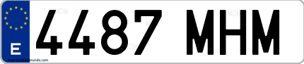 Ejemplo de matrícula de coche ordinaria 4487 MHM