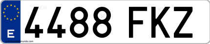 Ejemplo de matrícula de coche ordinaria 4488 FKZ