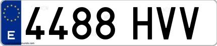Ejemplo de matrícula española 4488 HVV