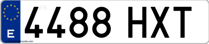 Ejemplo de matrícula de coche ordinaria 4488 HXT