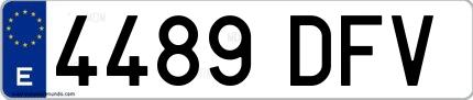 Ejemplo de matrícula española 4489 DFV