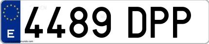 Ejemplo de matrícula española 4489 DPP