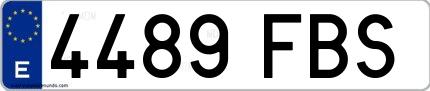 Ejemplo de matrícula española 4489 FBS