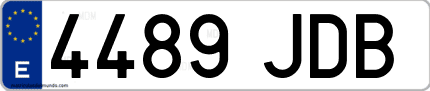 Ejemplo de matrícula de coche ordinaria 4489 JDB