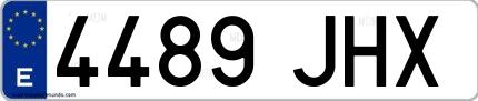 Ejemplo de matrícula española 4489 JHX