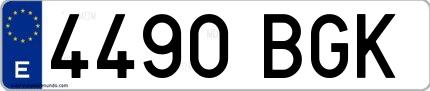 Ejemplo de matrícula española 4490 BGK