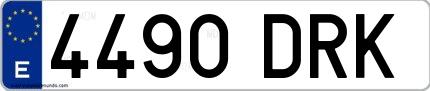 Ejemplo de matrícula española 4490 DRK