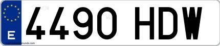Ejemplo de matrícula española 4490 HDW