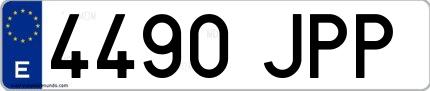 Ejemplo de matrícula española 4490 JPP