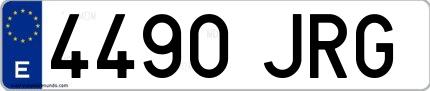 Ejemplo de matrícula española 4490 JRG