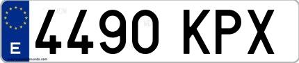 Ejemplo de matrícula de coche ordinaria 4490 KPX