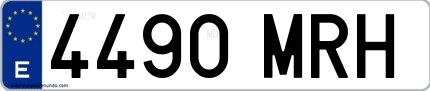 Ejemplo de matrícula española 4490 MRH