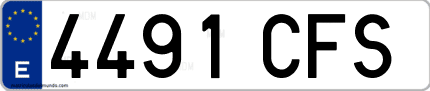 Ejemplo de matrícula de coche ordinaria 4491 CFS