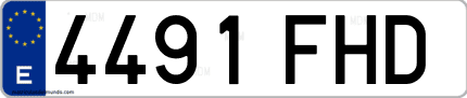 Ejemplo de matrícula de coche ordinaria 4491 FHD