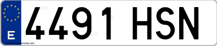 Ejemplo de matrícula de coche ordinaria 4491 HSN