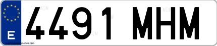 Ejemplo de matrícula española 4491 MHM
