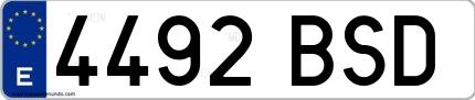 Ejemplo de matrícula española 4492 BSD