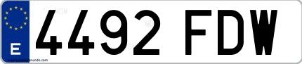 Ejemplo de matrícula española 4492 FDW