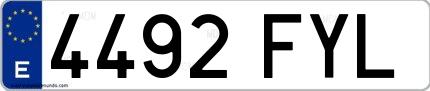 Ejemplo de matrícula española 4492 FYL