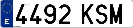 Ejemplo de matrícula española 4492 KSM