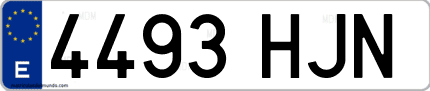 Ejemplo de matrícula de coche ordinaria 4493 HJN
