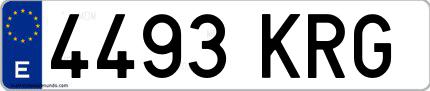 Ejemplo de matrícula española 4493 KRG