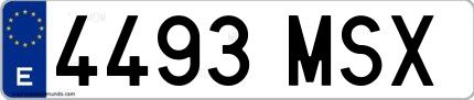 Ejemplo de matrícula española 4493 MSX