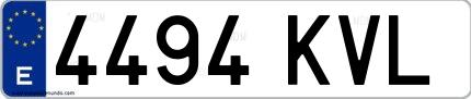 Ejemplo de matrícula española 4494 KVL