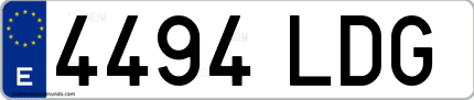Ejemplo de matrícula de coche ordinaria 4494 LDG