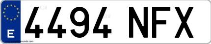 Ejemplo de matrícula española 4494 NFX