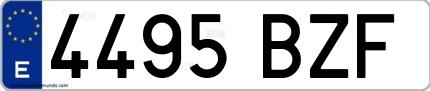 Ejemplo de matrícula española 4495 BZF