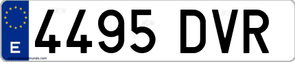 Ejemplo de matrícula de coche ordinaria 4495 DVR