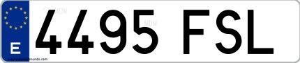 Ejemplo de matrícula española 4495 FSL
