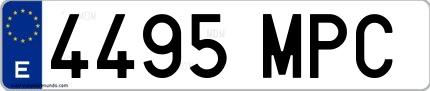 Ejemplo de matrícula española 4495 MPC