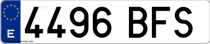 Ejemplo de matrícula de coche ordinaria 4496 BFS