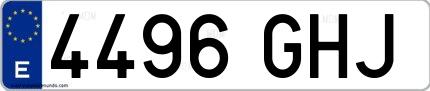 Ejemplo de matrícula española 4496 GHJ