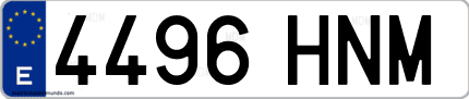 Ejemplo de matrícula de coche ordinaria 4496 HNM
