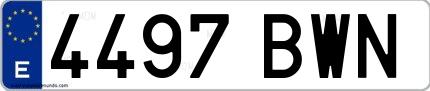 Ejemplo de matrícula española 4497 BWN