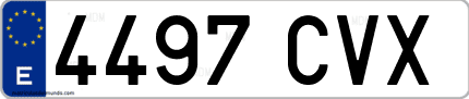 Ejemplo de matrícula de coche ordinaria 4497 CVX