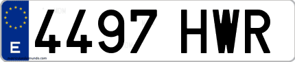Ejemplo de matrícula de coche ordinaria 4497 HWR