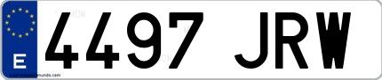 Ejemplo de matrícula española 4497 JRW