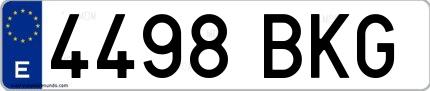 Ejemplo de matrícula española 4498 BKG