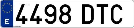 Ejemplo de matrícula española 4498 DTC