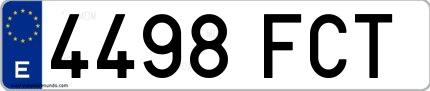 Ejemplo de matrícula española 4498 FCT